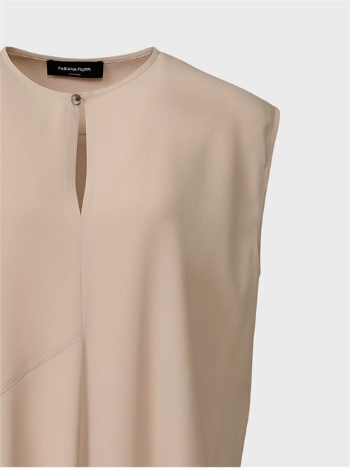 Asymmetric silk blend crepe de chine top with plexiglass detail FABIANA FILIPPI | TPD266F288D9430157